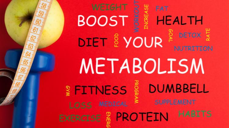 Word bubble depicting slow metabolism and boosting health.